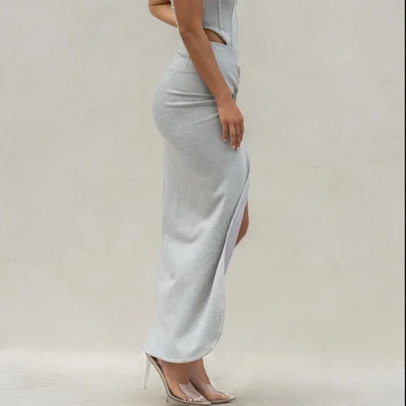 🆕JLUXLABEL GREY TAKE YOU THERE MAXI SKIRT SIZE: SMALL NWT - Picture 16 of 16